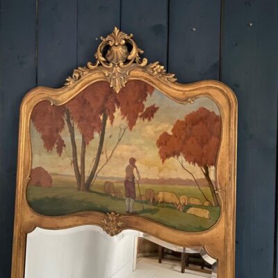 Large Trumeau Mirror With Landscape Painting