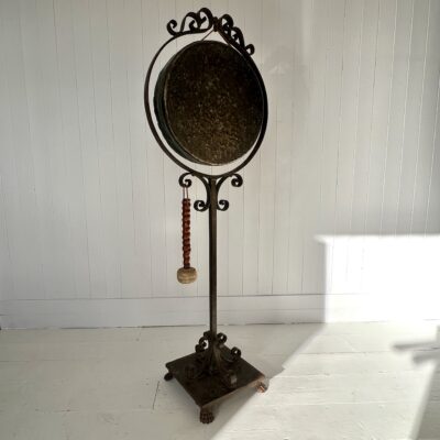 Antique Wrought Iron and Bronze Dinner Gong