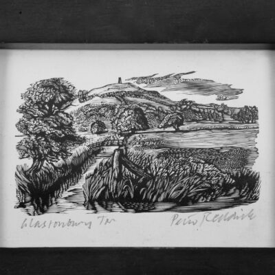 Glastonbury Tor Woodcut Print by Peter Reddick