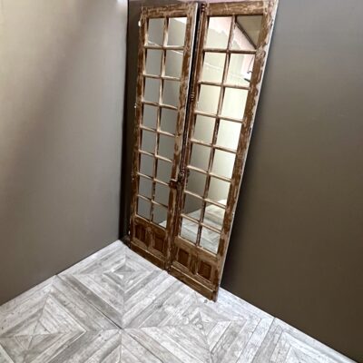 A Large Pair Of Reclaimed Vintage French Door Mirrors