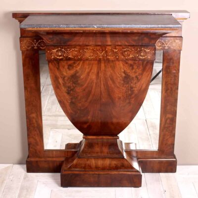 Continental Inlaid Mahogany Marble Topped Console Table Circa 1900