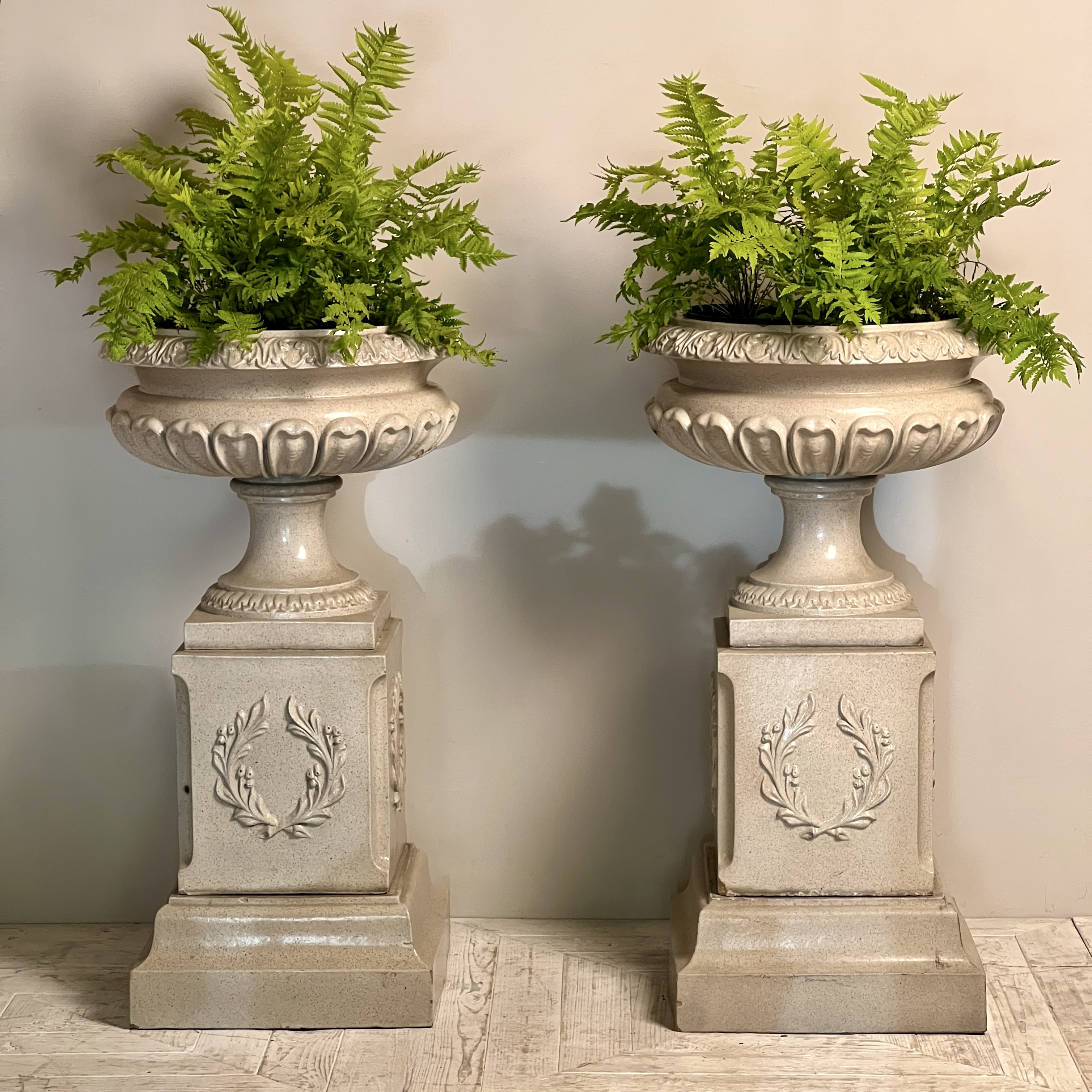 A Rare Pair of LEFCO Victorian Salt Glazed Urn Planters - Image 2