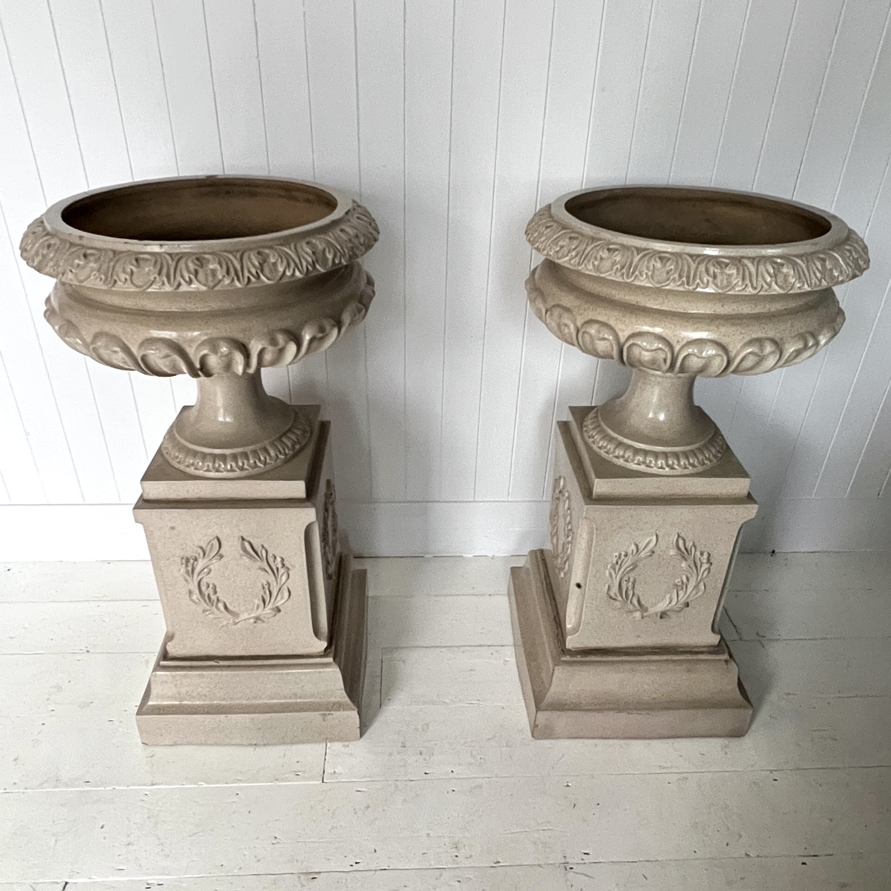A Rare Pair of LEFCO Victorian Salt Glazed Urn Planters - Image 5
