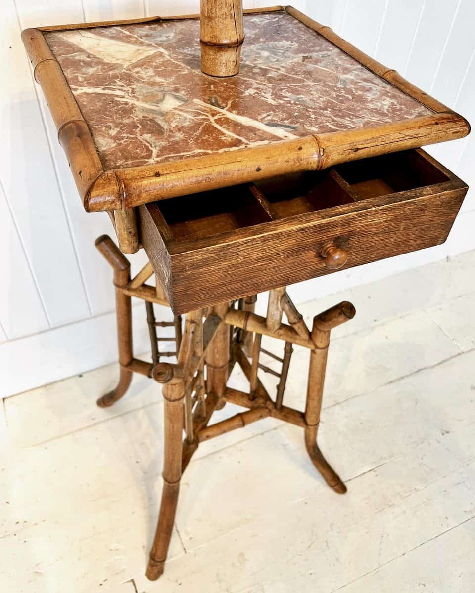 Antique Bamboo & Marble Vanity or Shaving Stand - Image 5