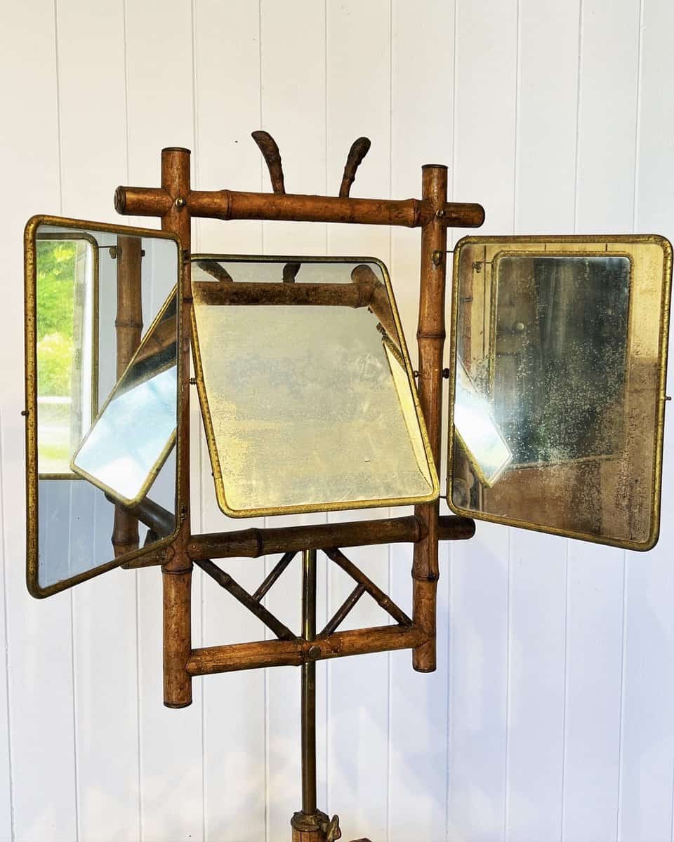 Antique Bamboo & Marble Vanity or Shaving Stand - Image 3