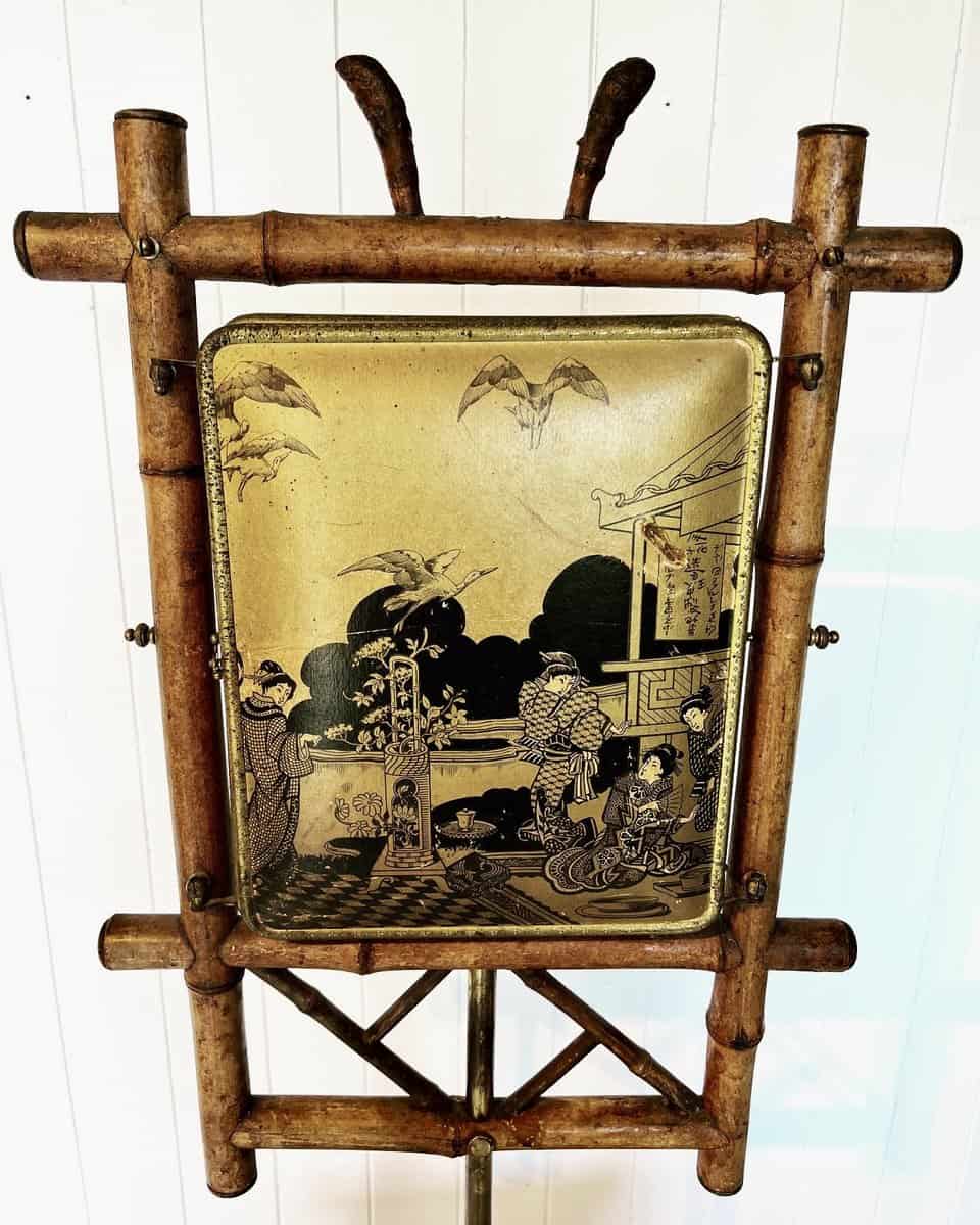 Antique Bamboo & Marble Vanity or Shaving Stand - Image 7