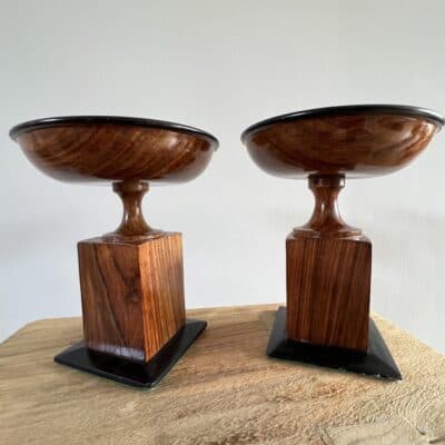 Pair of Decorative Turned Wooden Tazzas