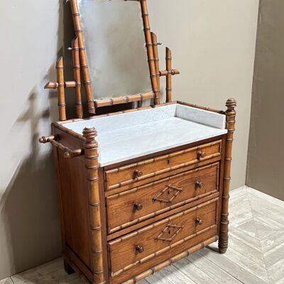 Faux Bamboo and Marble Vanity Dressing Chest