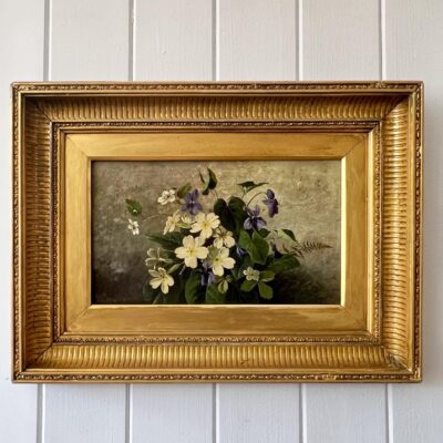 Victorian Still Life Wild Flowers Oil On Board