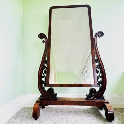 An Elegant C19th Mahogany Cheval Mirror