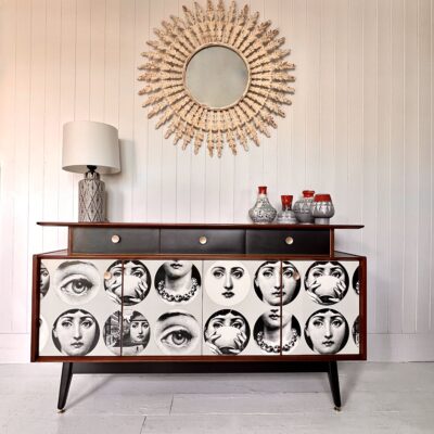 Gomme Teak Midcentury Sideboard With Fornasetti Decoupage