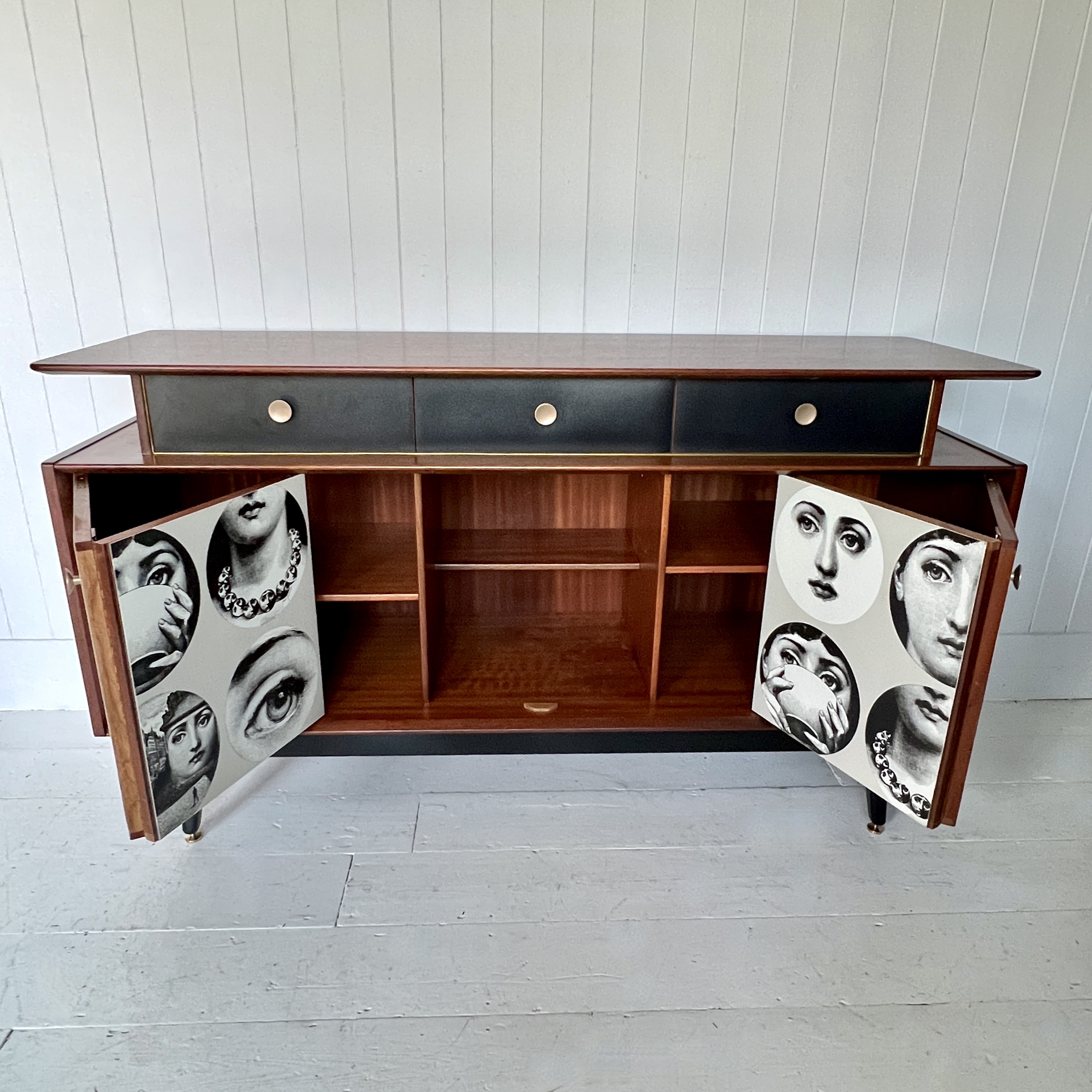 Gomme Teak Midcentury Sideboard With Fornasetti Decoupage - Image 4