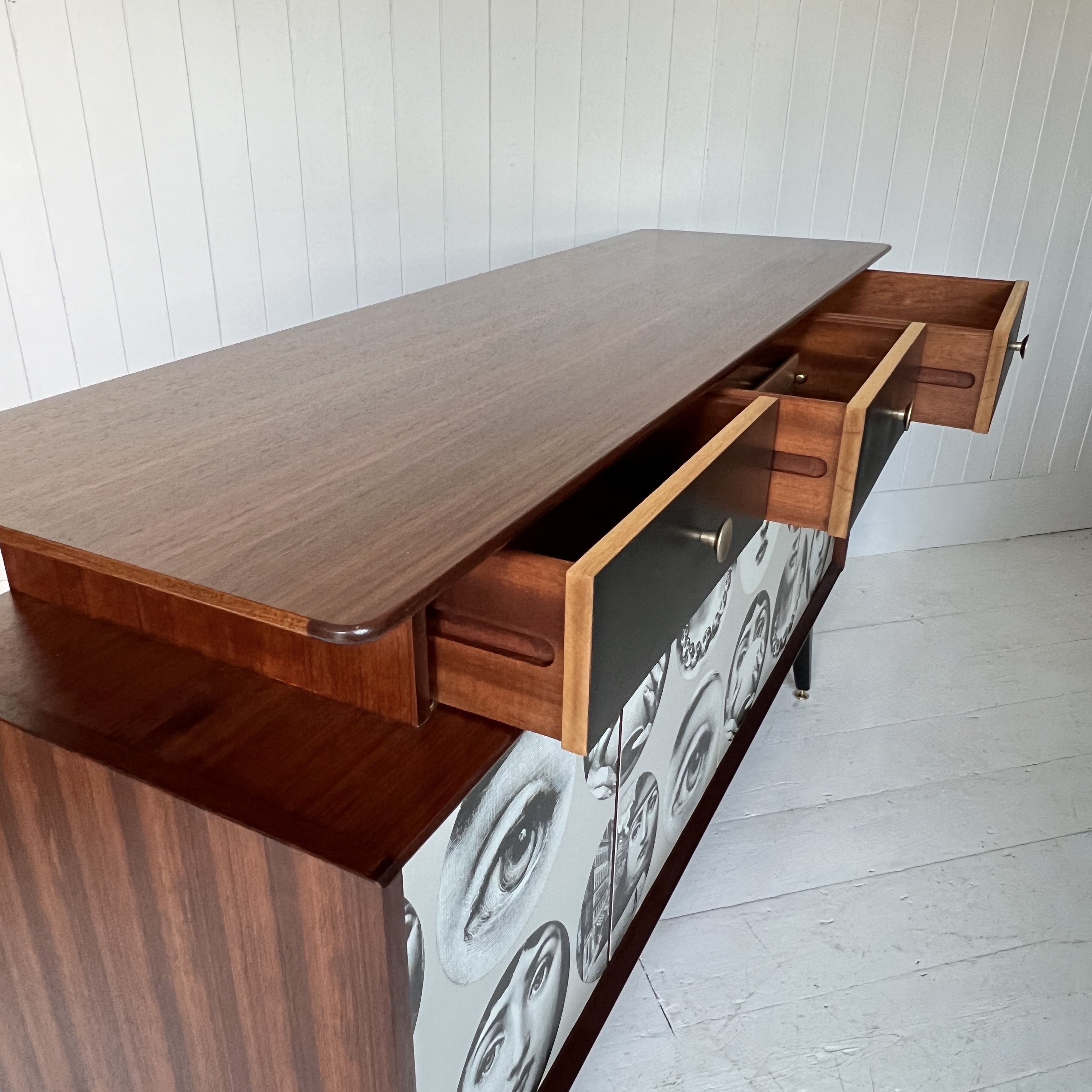 Gomme Teak Midcentury Sideboard With Fornasetti Decoupage - Image 6