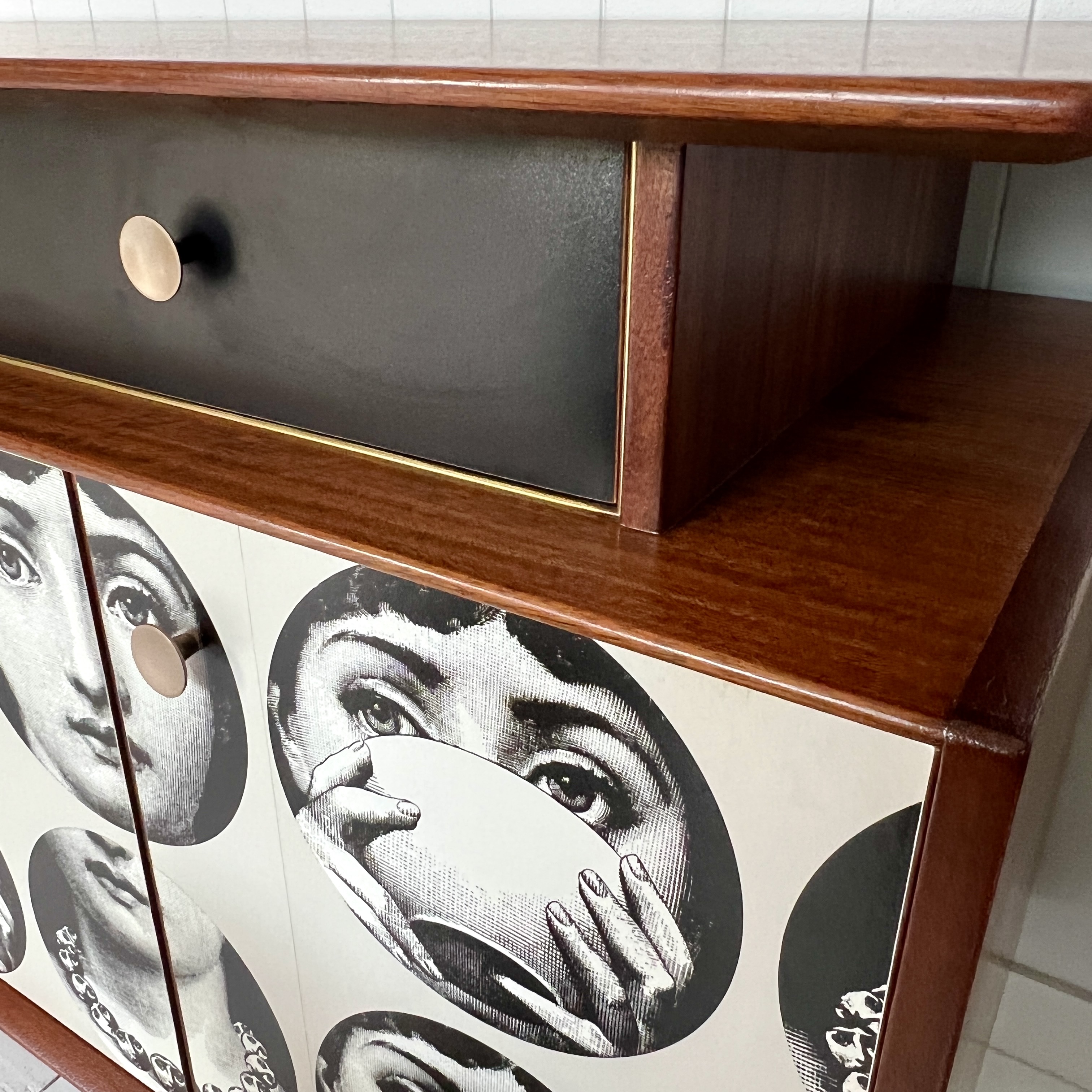 Gomme Teak Midcentury Sideboard With Fornasetti Decoupage - Image 8