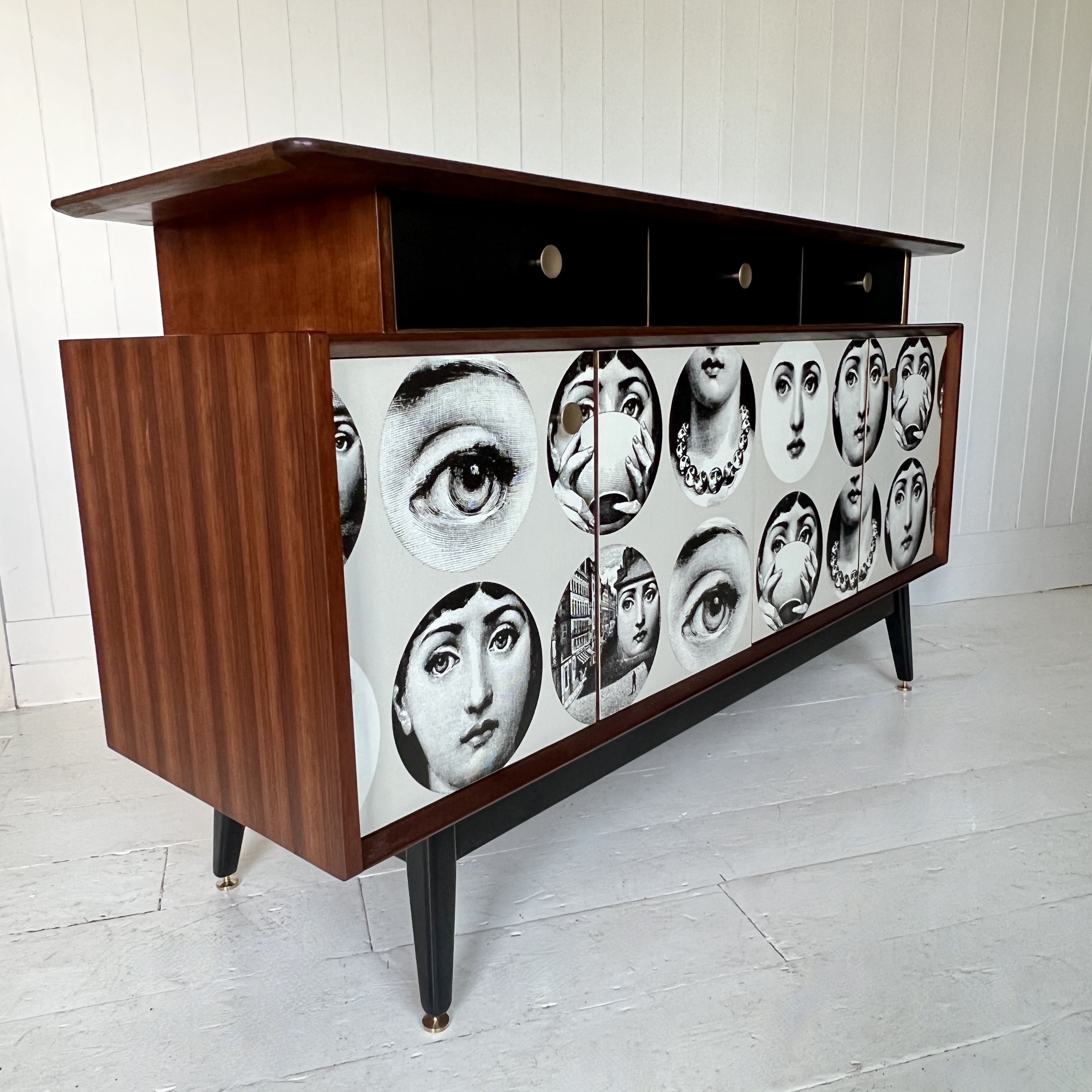 Gomme Teak Midcentury Sideboard With Fornasetti Decoupage - Image 3