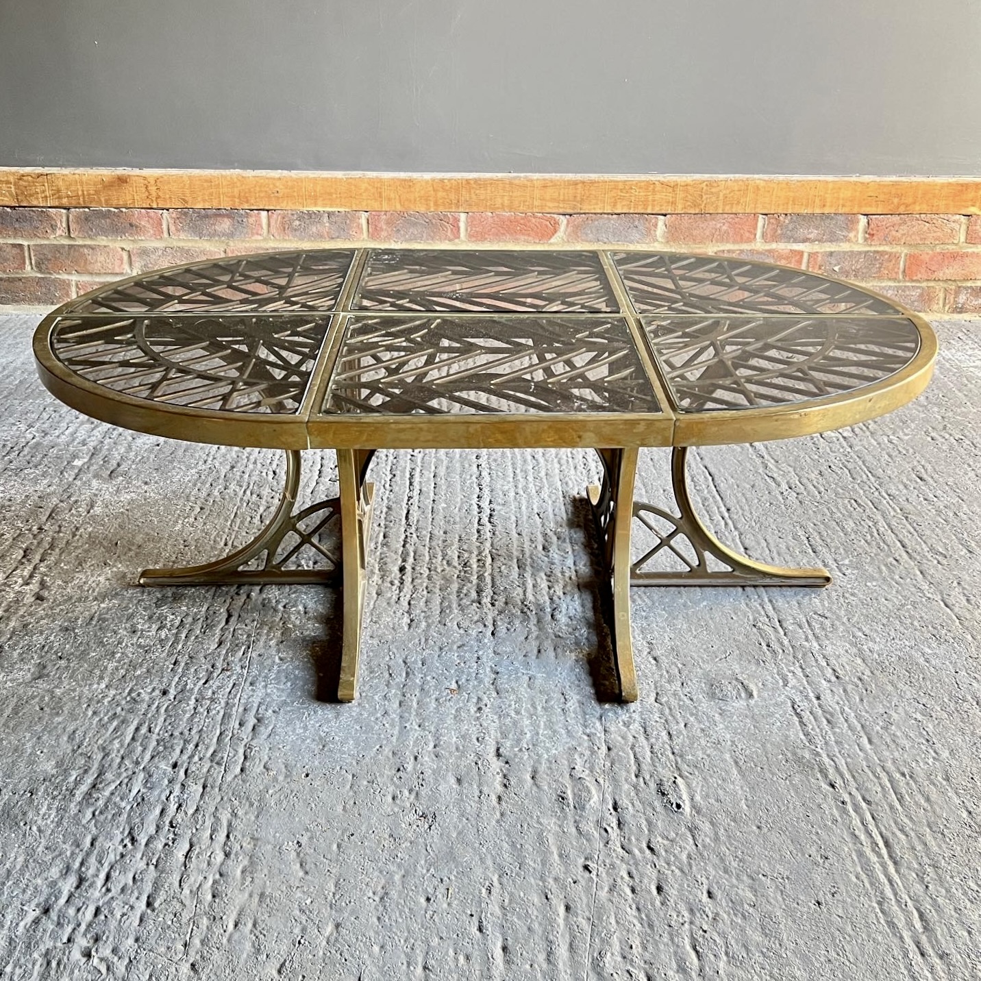 French Midcentury Polished Bronze And Glass Coffee Table