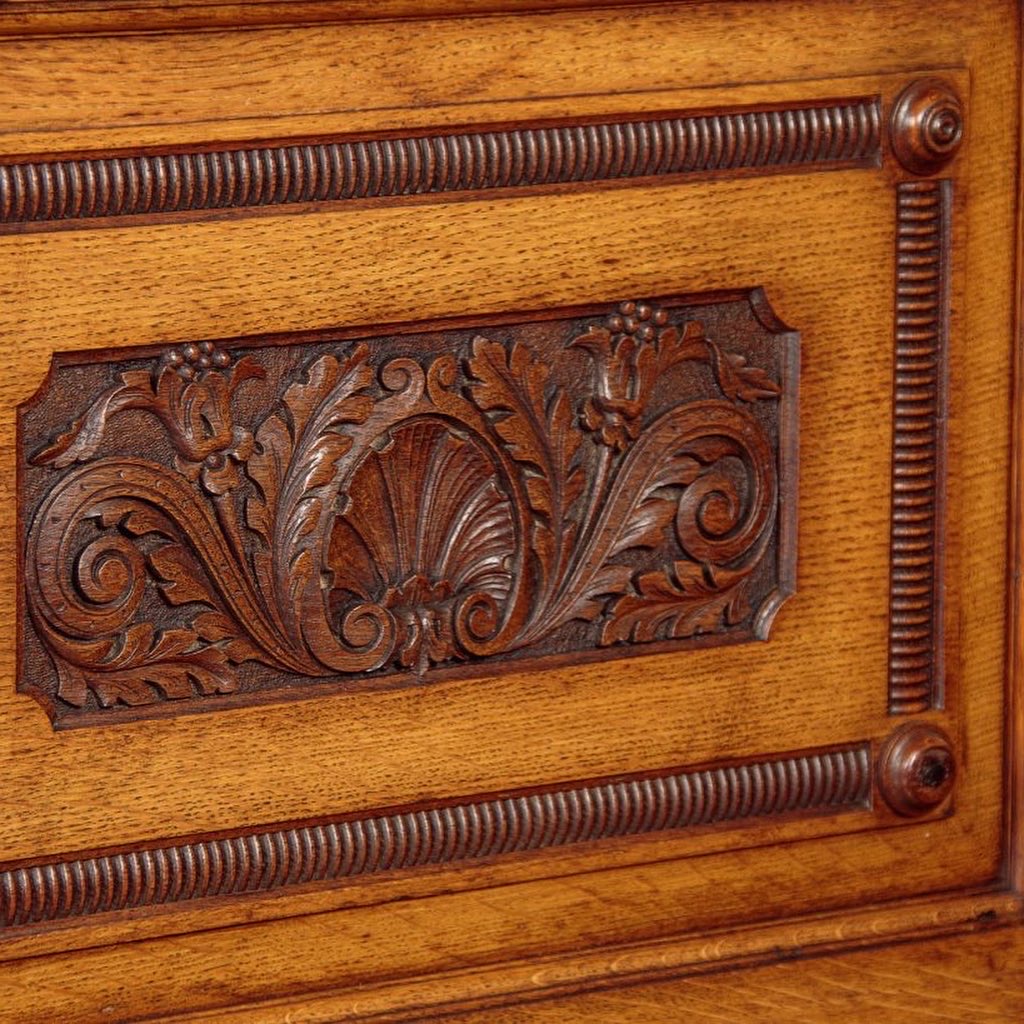 Victorian Light Oak Bureau Cabinet - Image 9