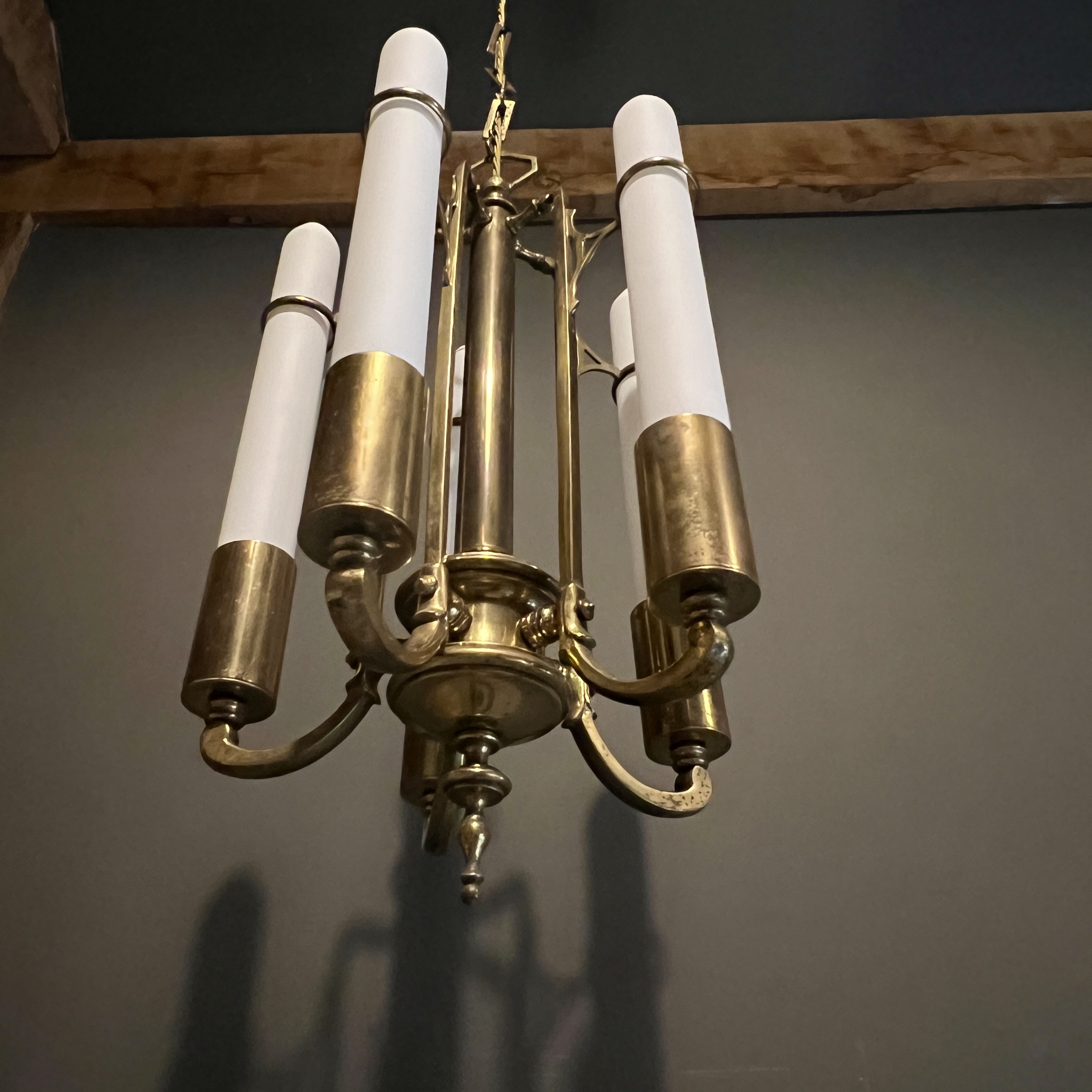 Art Deco Brass Five Arm Chandelier - Image 9