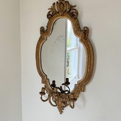 Large Victorian Giltwood & Gesso Girandole Mirror By Charles Nosotti