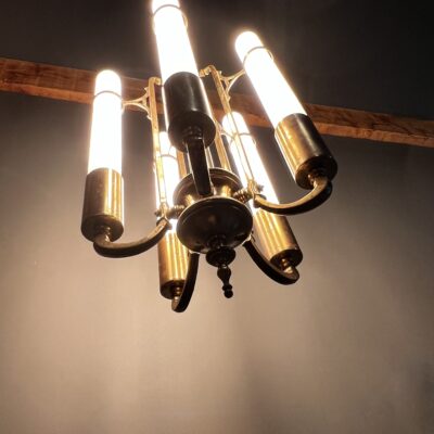 Art Deco Brass Five Arm Chandelier