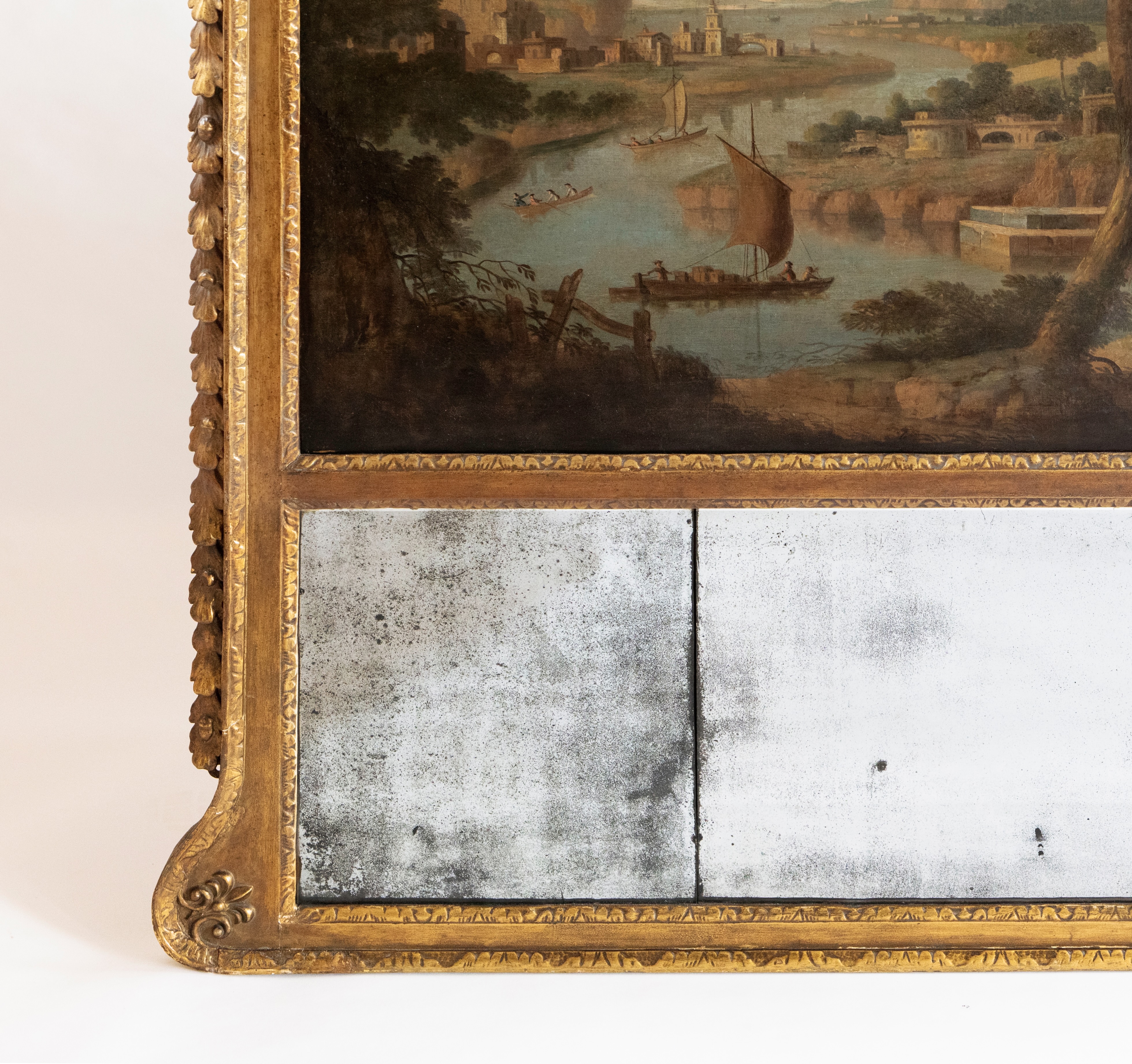 Grand Scale Georgian Giltwood Overmantel Trumeau Mirror - Image 5