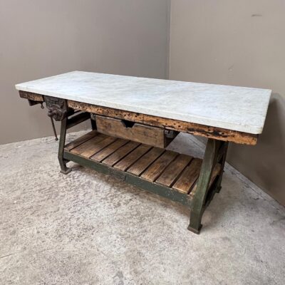Victorian Iron & Marble Kitchen Prep or Console Table
