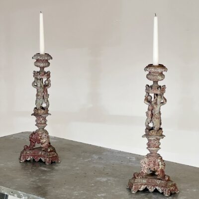 Pair Of French Iron Candle Sticks