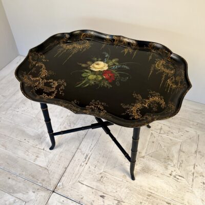 A Regency Japanned Papier-Mache Tray Table By Jennens And Bettridge