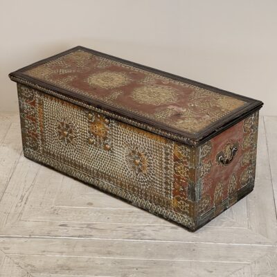 A Fine Antique Hardwood Brass Bound And Studded Zanzibar Chest