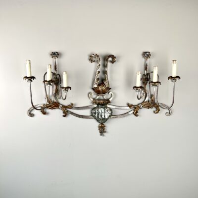 A Grand Scale Banci Firenze Silver Gilt Wall Light Sconce