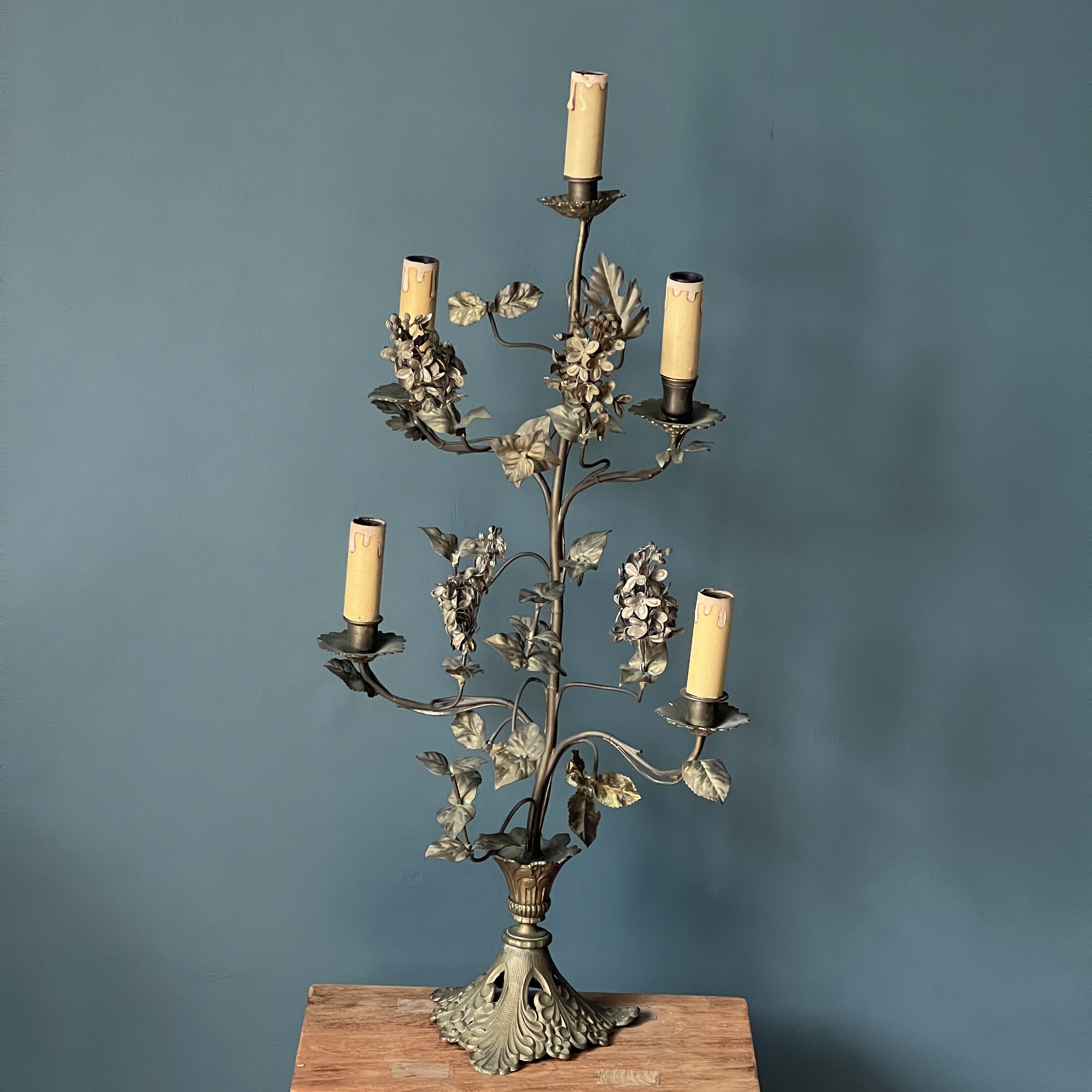 French Antique Brass Candelabra Light - Image 2