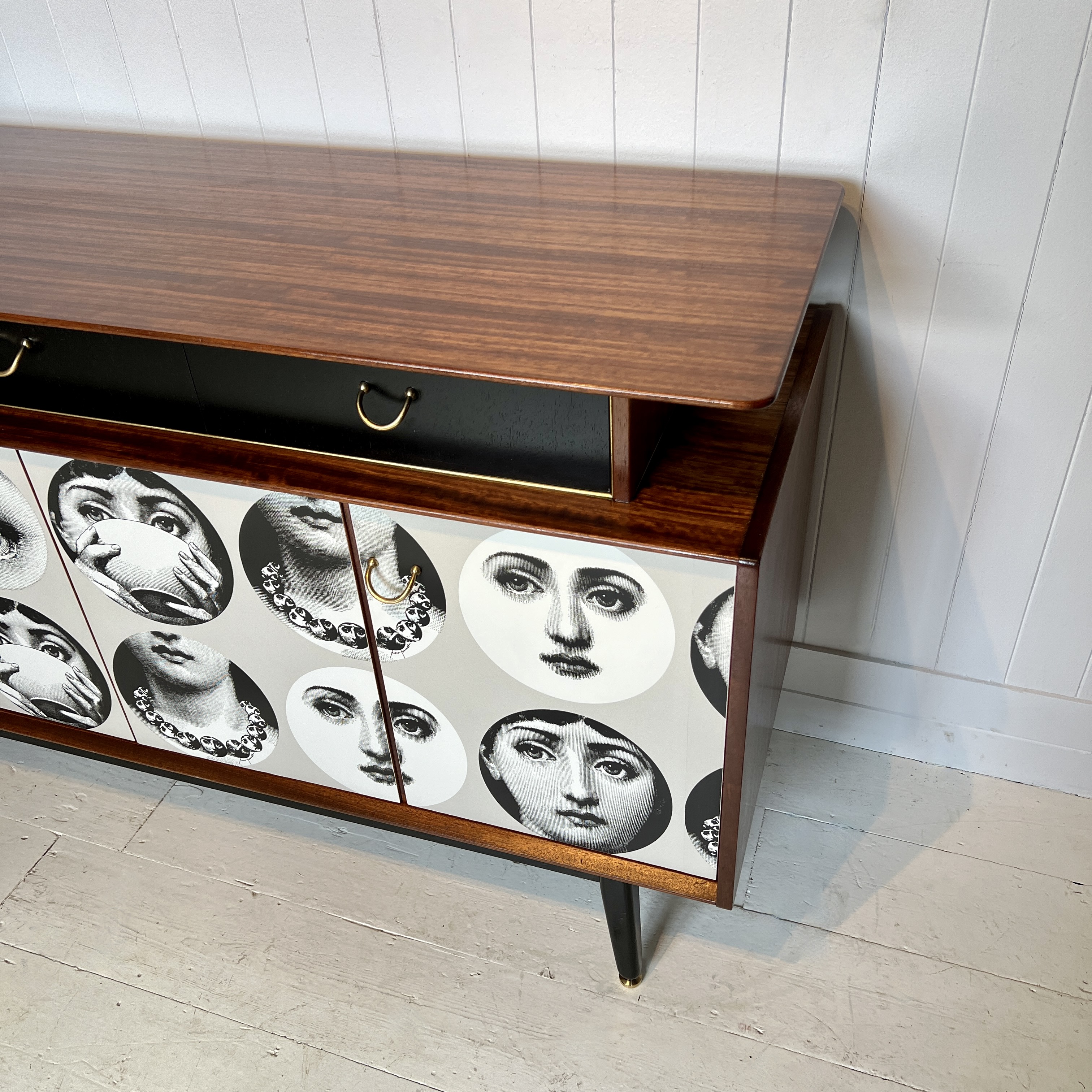 Teak Midcentury Sideboard by Gomme With Fornasetti Decoupage - Image 6