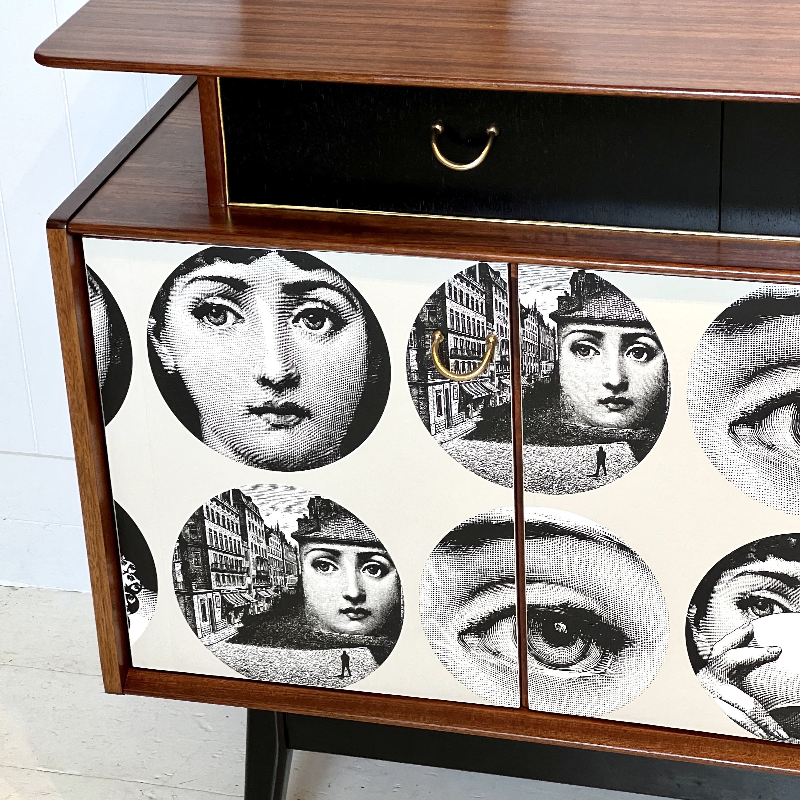 Teak Midcentury Sideboard by Gomme With Fornasetti Decoupage - Image 7