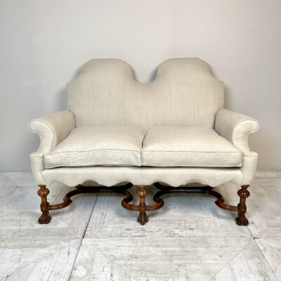 A William and Mary Style Linen Two Seater Sofa Circa 1920