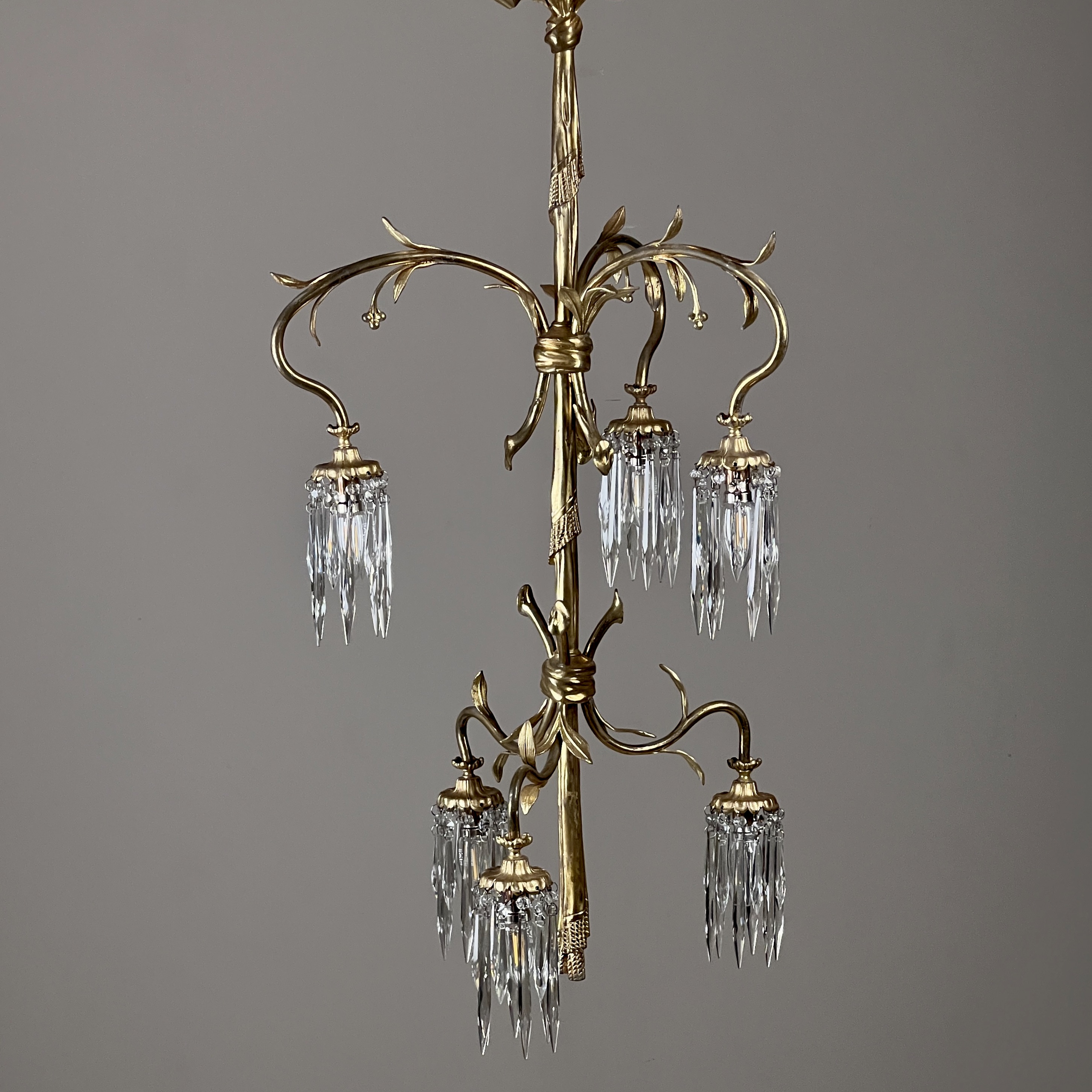 Continental Gilt Brass Six Arm Chandelier Circa 1910 - Image 7