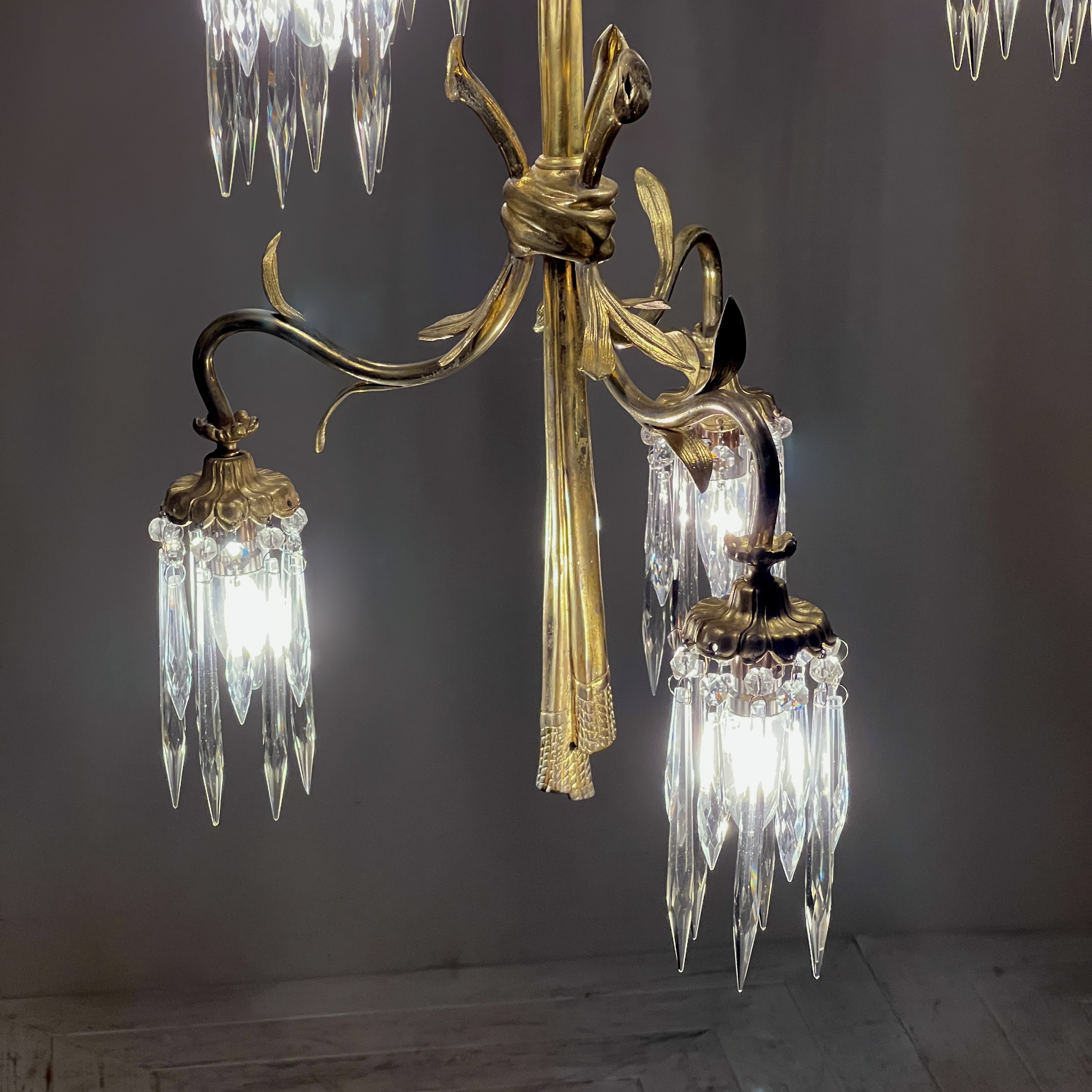 Continental Gilt Brass Six Arm Chandelier Circa 1910 - Image 10