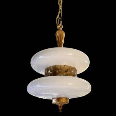 A Spanish Midcentury Opaline Pendant Light