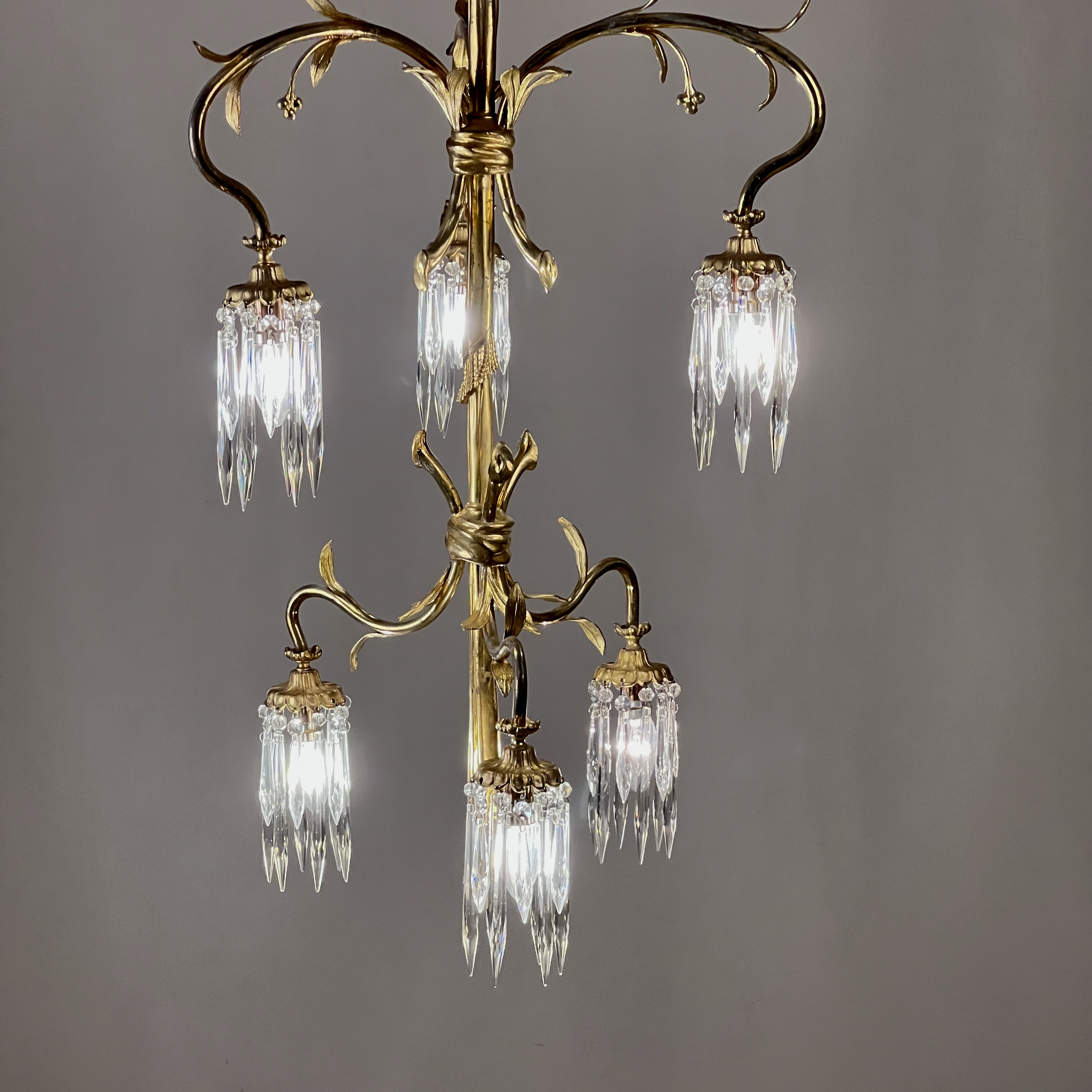 Continental Gilt Brass Six Arm Chandelier Circa 1910 - Image 2