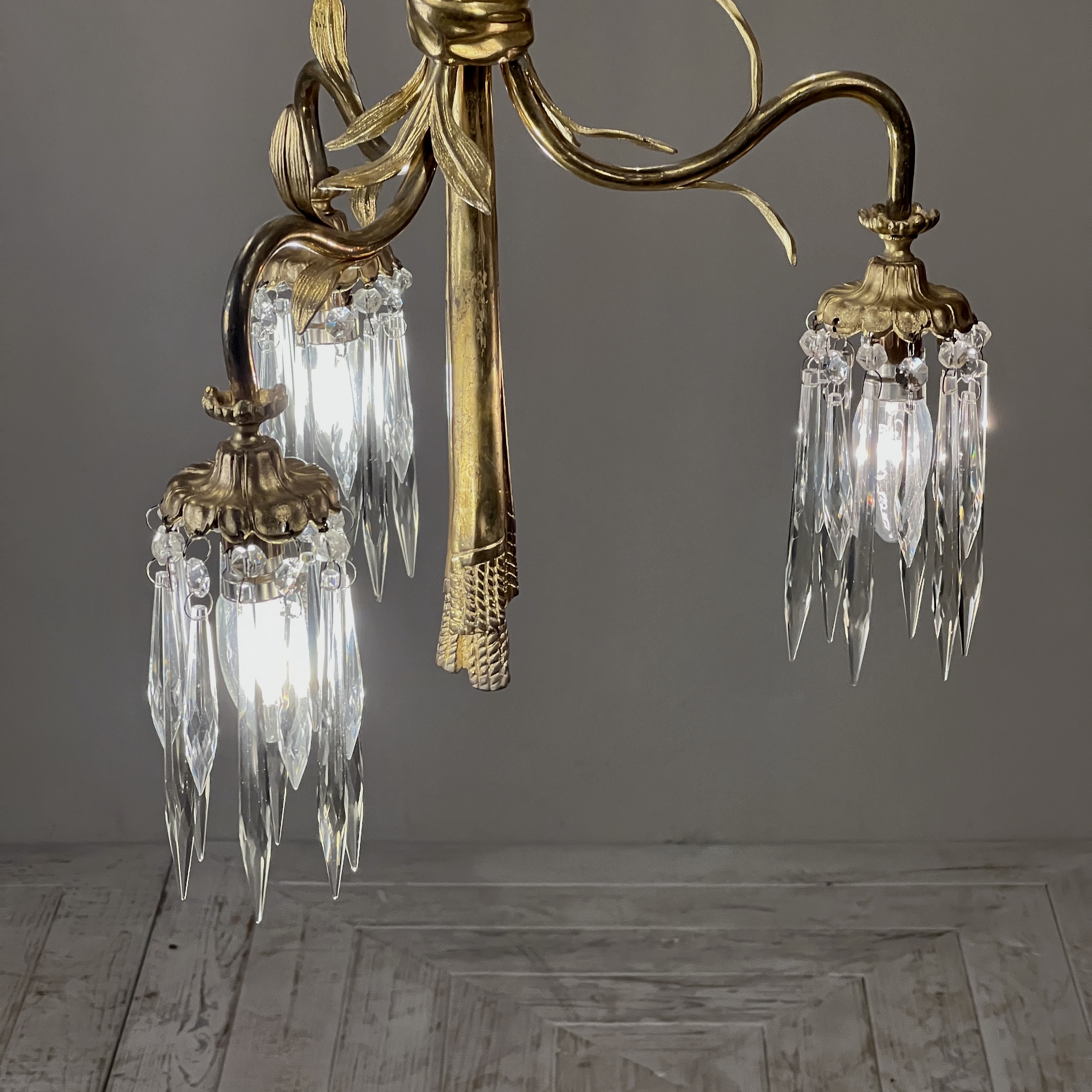 Continental Gilt Brass Six Arm Chandelier Circa 1910 - Image 9