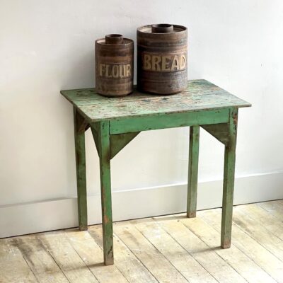 Small Country Pine Table In Distressed Green Paint