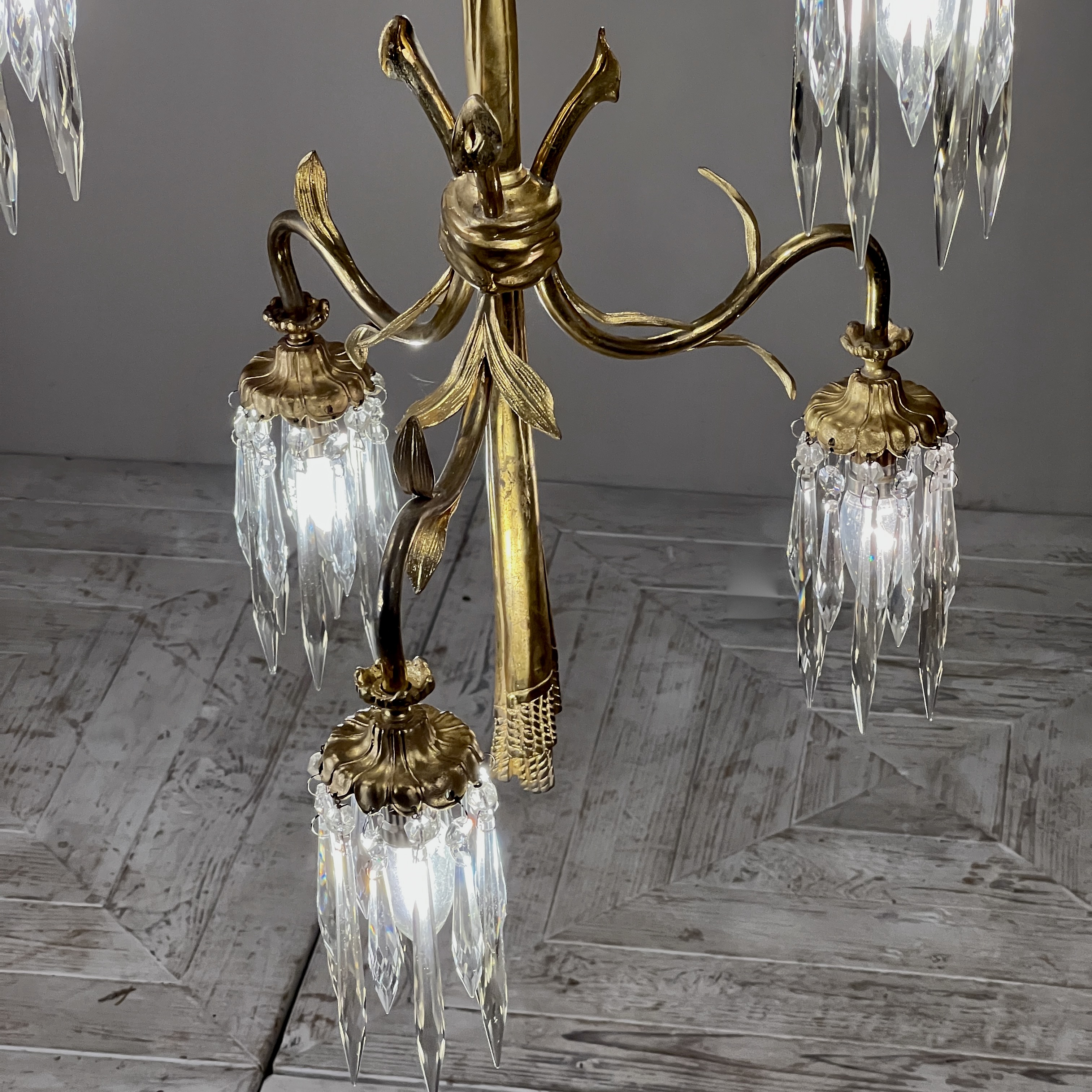 Continental Gilt Brass Six Arm Chandelier Circa 1910 - Image 6