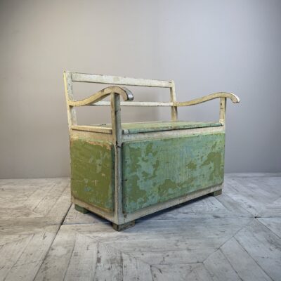 A Vintage Painted Storage Bench Or Settle