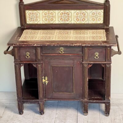 A Victorian Painted And Tiled Aesthetic Movement Washstand