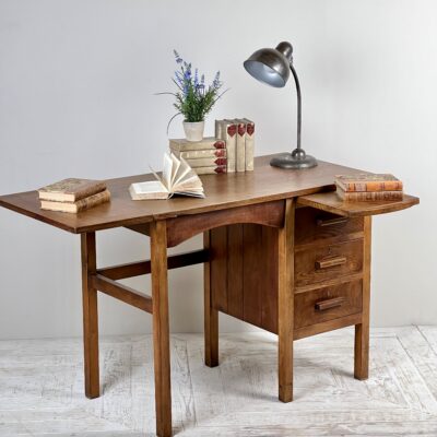 A Vintage English Oak Drop Leaf Desk