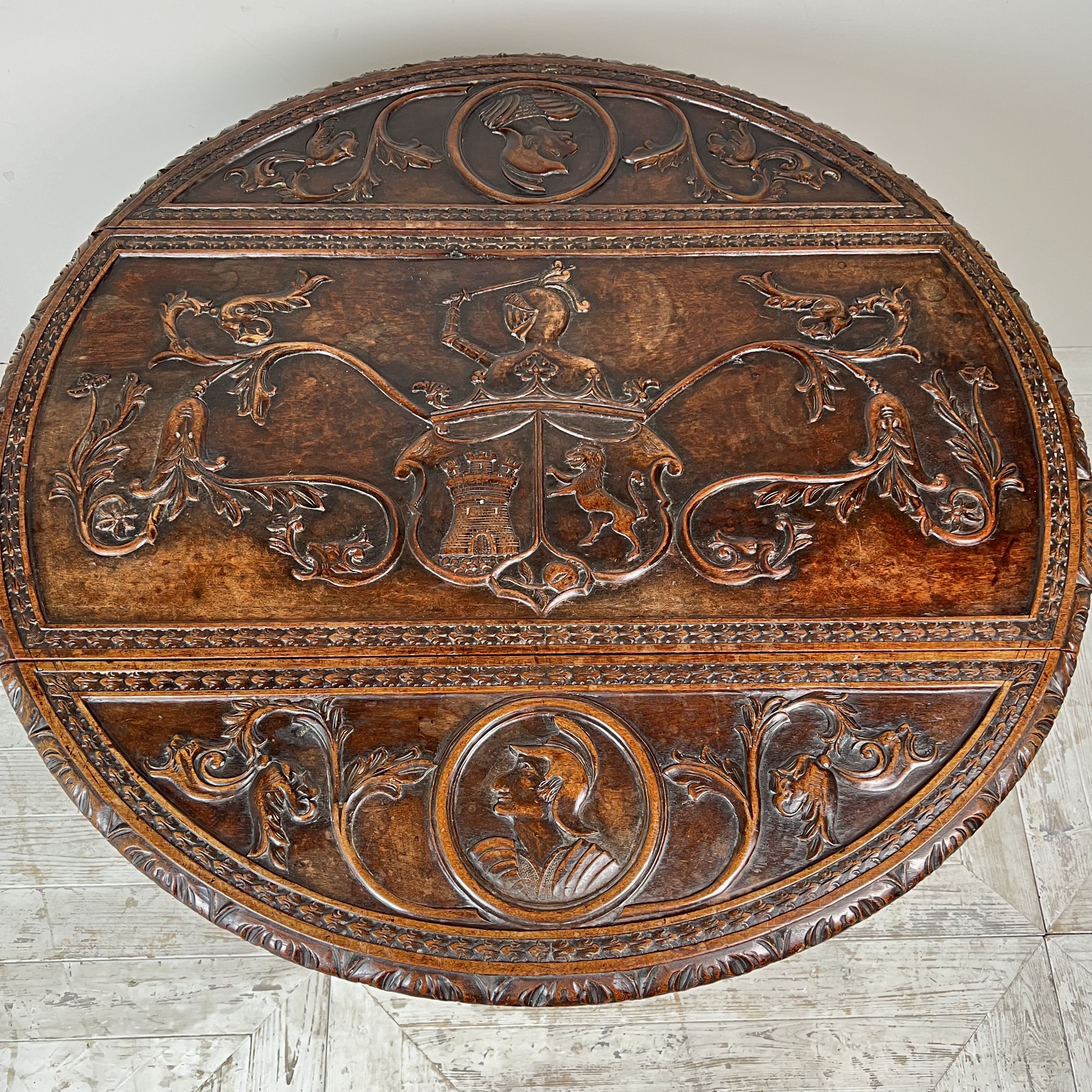 A Gibraltarian Carved Drop Leaf Bobbin Table - Image 4