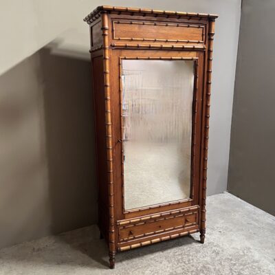 French Faux Bamboo Armoire or Cupboard