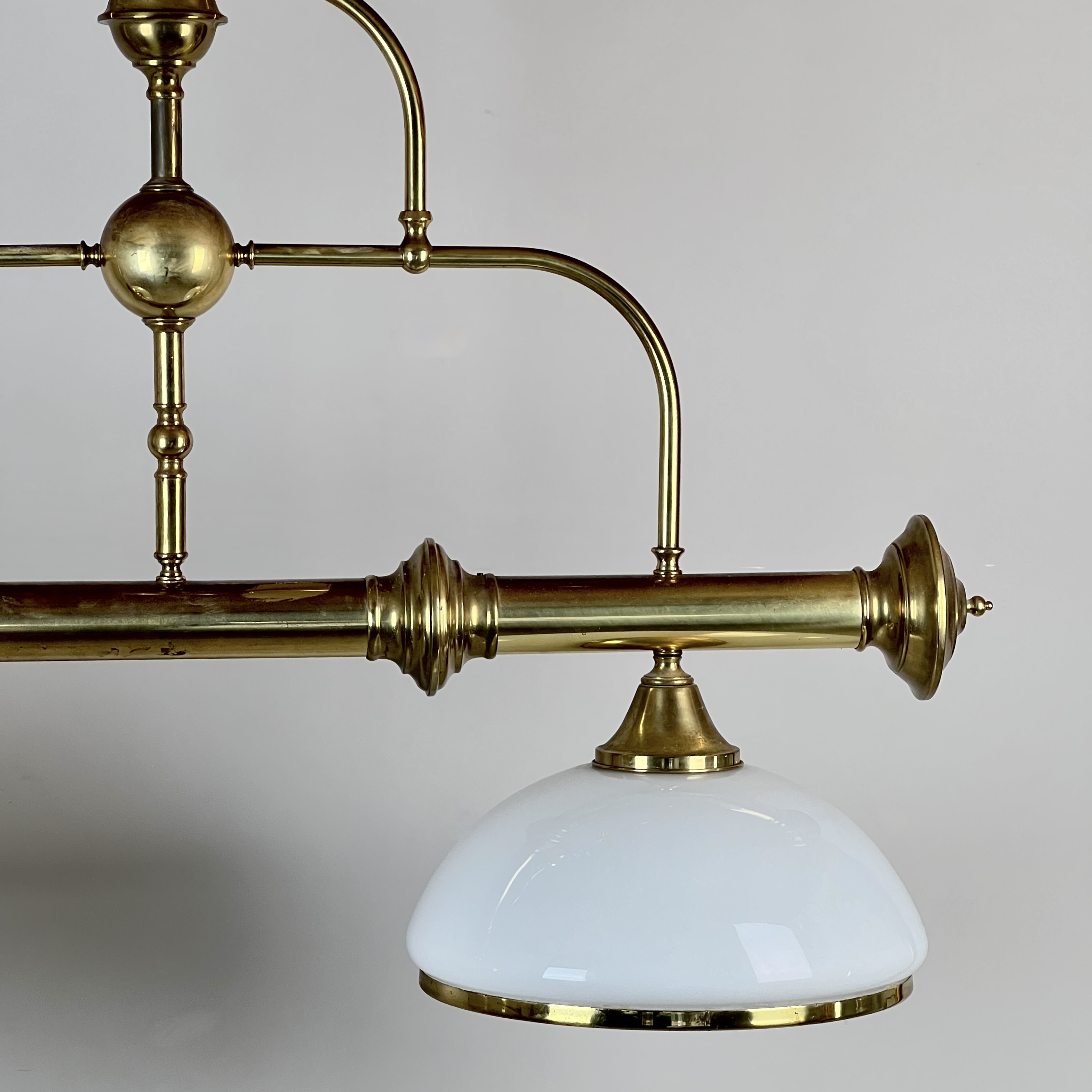 Vintage Brass And Opaline Glass Ceiling Light - Image 6