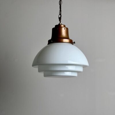 1930S English Opaline Glass Pendant Light
