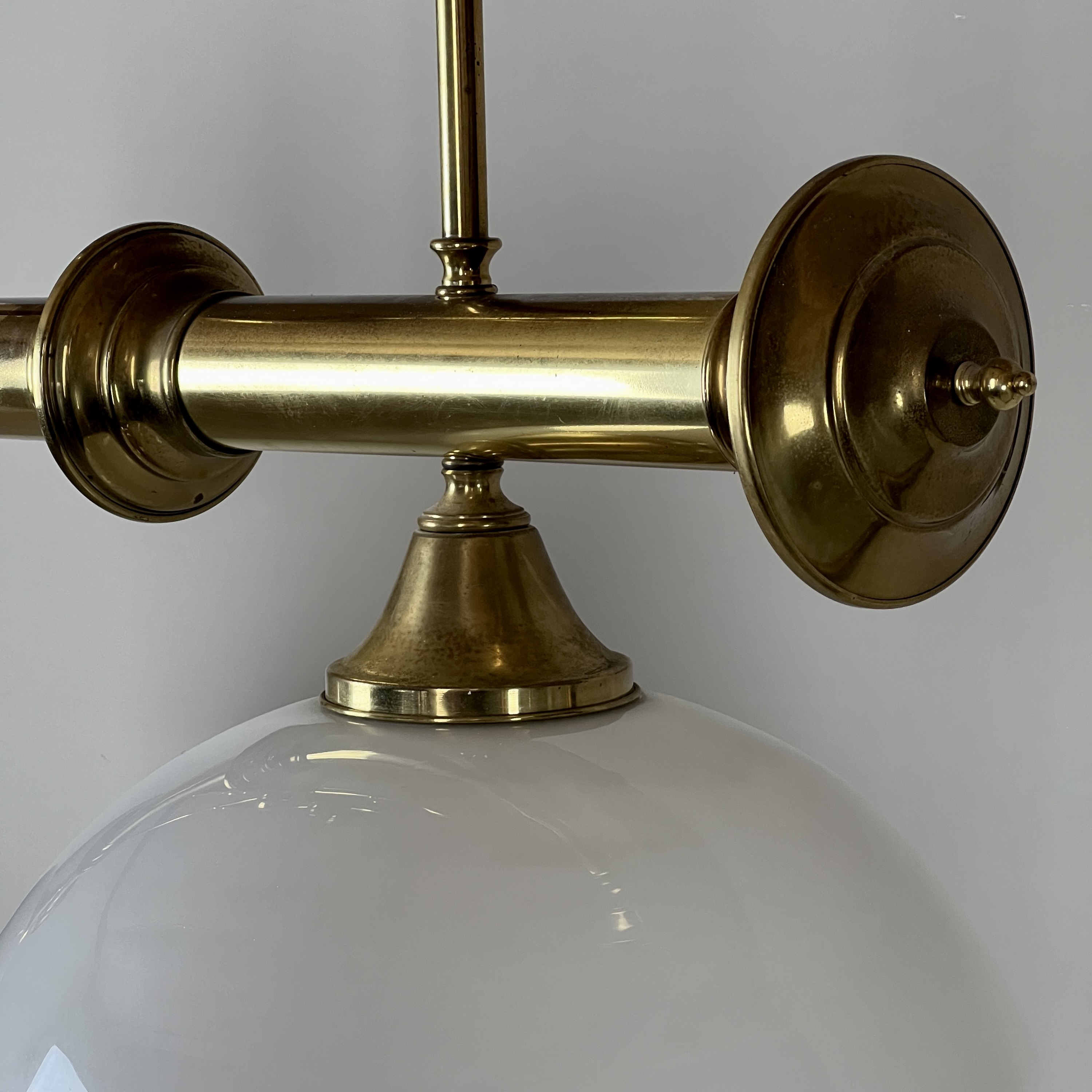 Vintage Brass And Opaline Glass Ceiling Light - Image 5