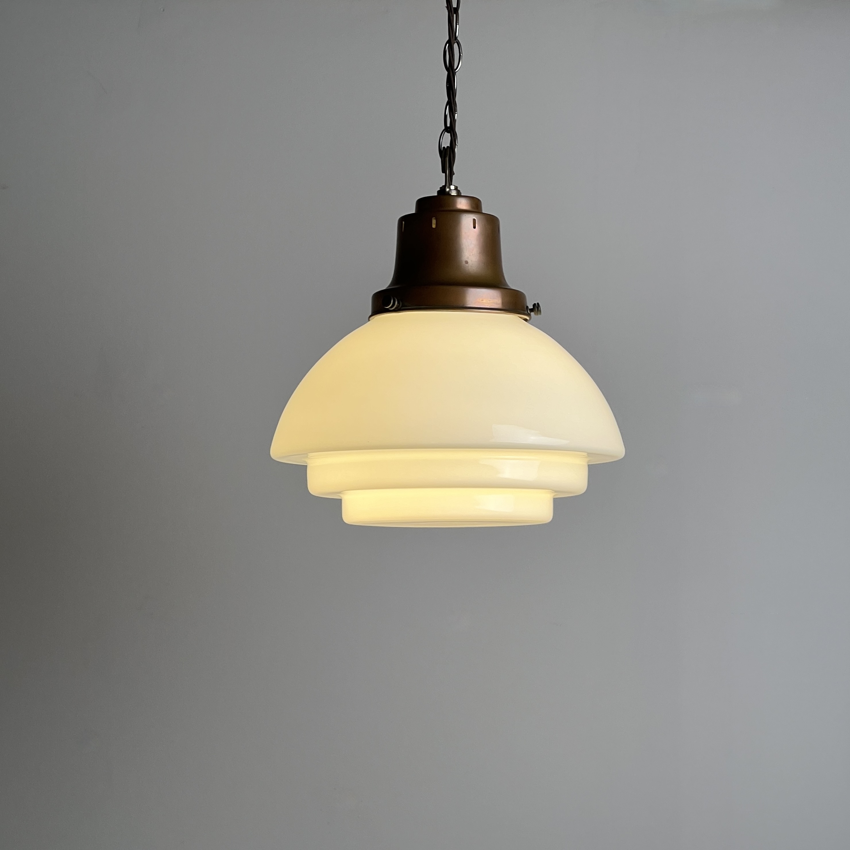 1930S English Opaline Glass Pendant Light - Image 3